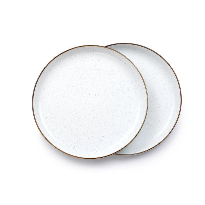 Enamel Deep Plate Set Eggshell Indoor/Outdoor